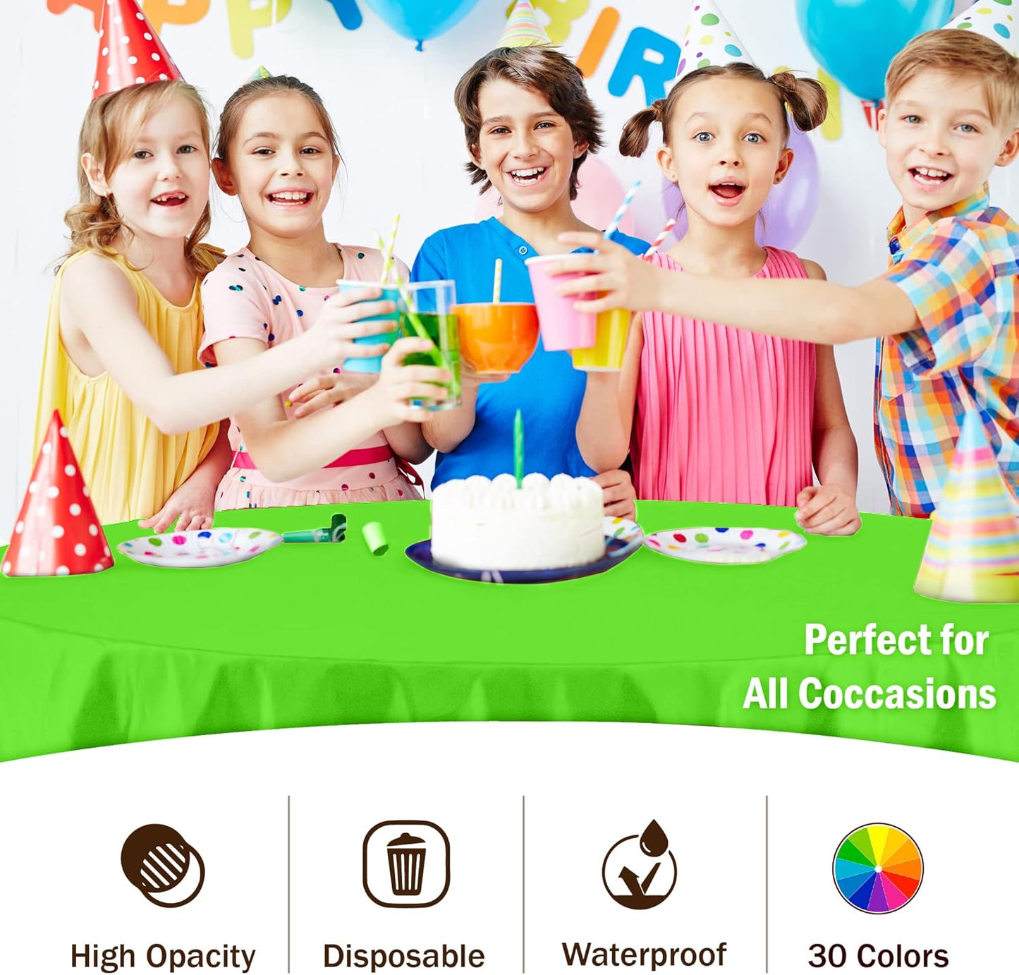 Exquisite 12-Pack Premium Plastic 84-Inch Round Tablecloth, Lime Green