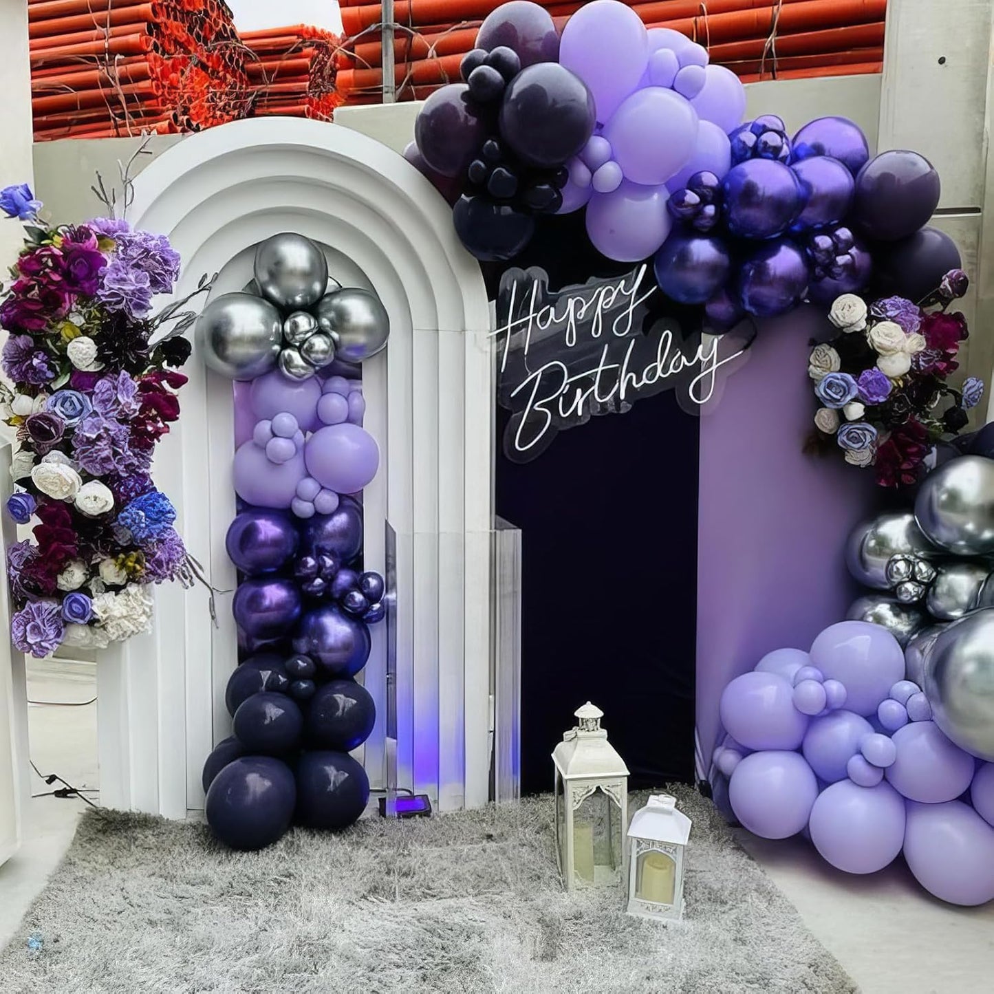 Purple Black Silver Balloons, 50pcs Purple and Black Balloons, Metallic Purple Silver Balloon for Birthday Baby Shower Halloween Theme Party Wedding Graduation Bridal Shower Bachelorette Decorations