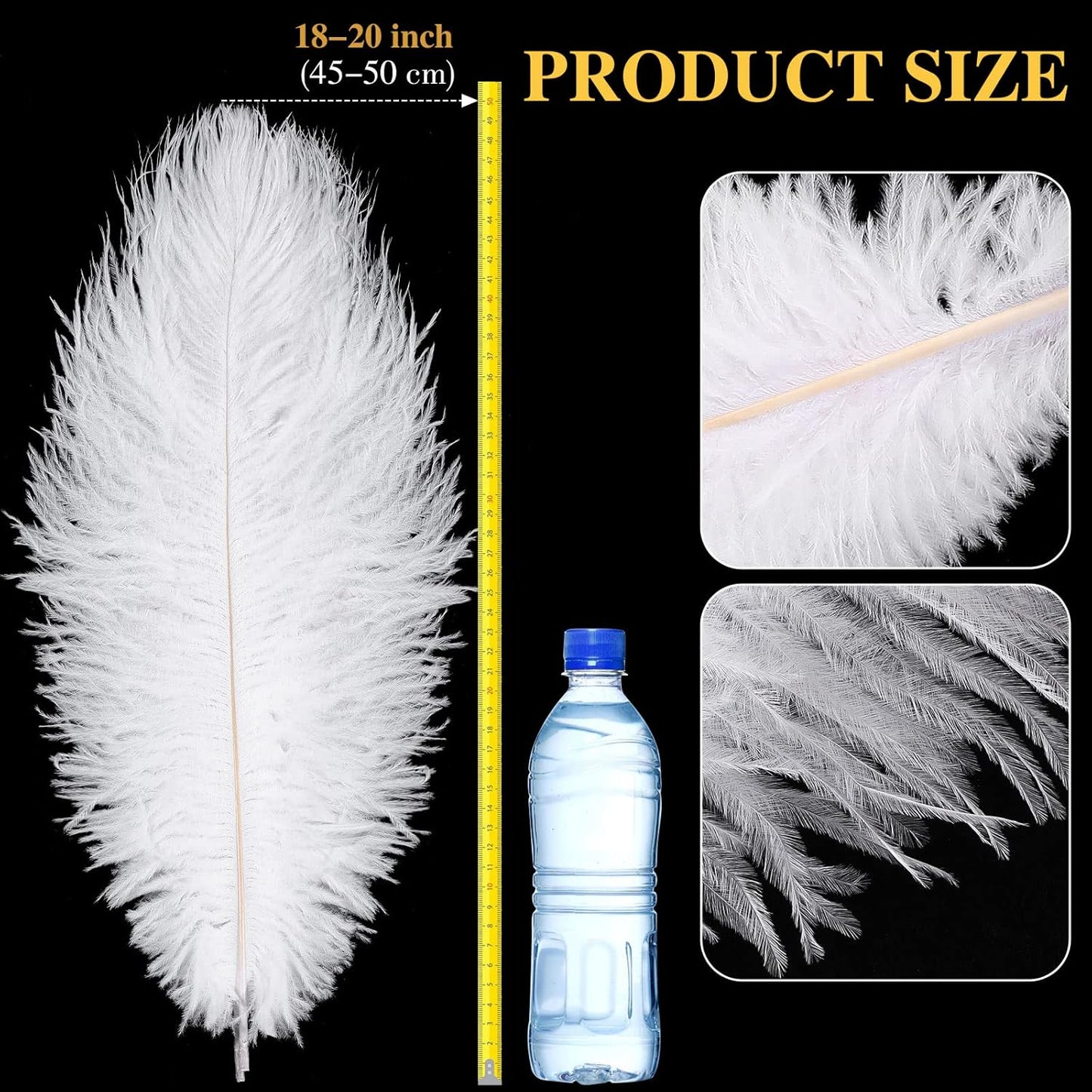 Retrowavy 30 Pcs 18-20 Inch Large Natural Ostrich Feathers Bulk for Centerpieces for Wedding Party Centerpieces Home Decoration Flower Arrangement (White)