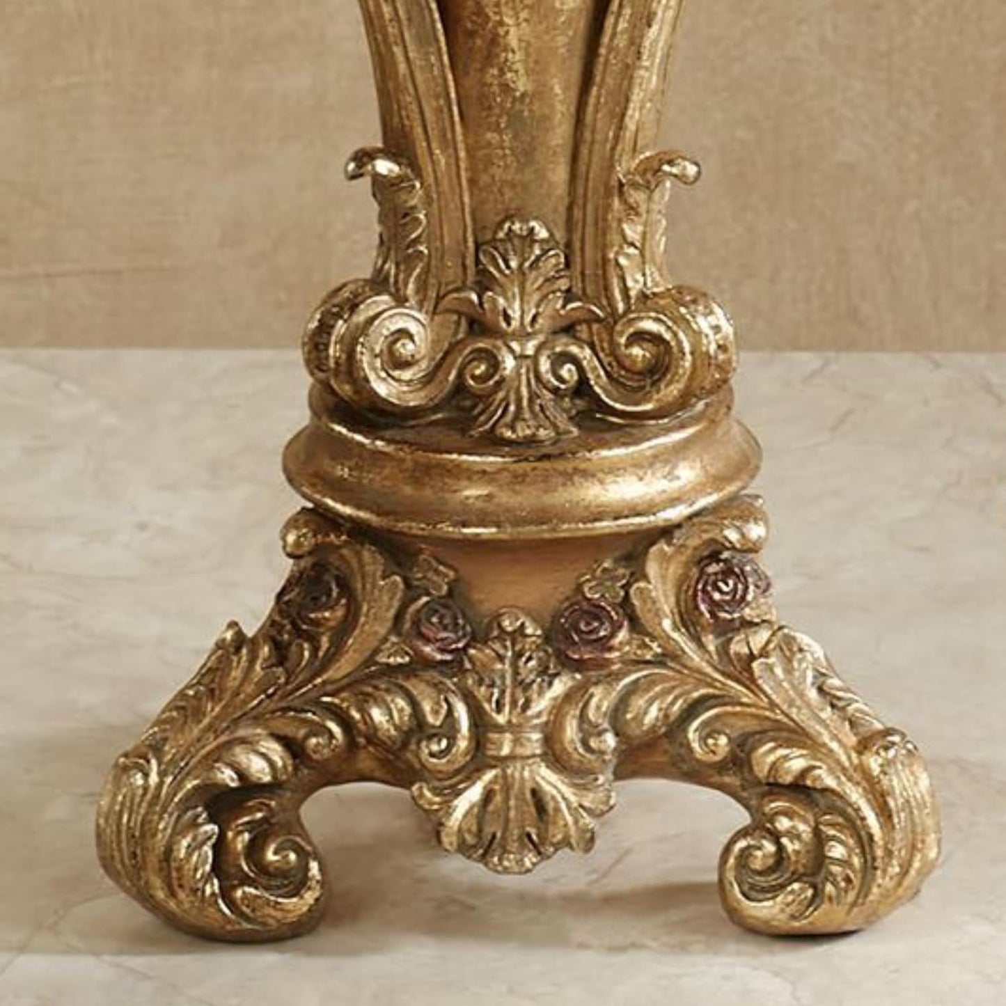 Touch of Class Angelique Ornate Candleholders Aged Gold Set of 3 - Victorian Style Table Candleholder for Dining Room, Mantel - Vintage Centerpiece Decor