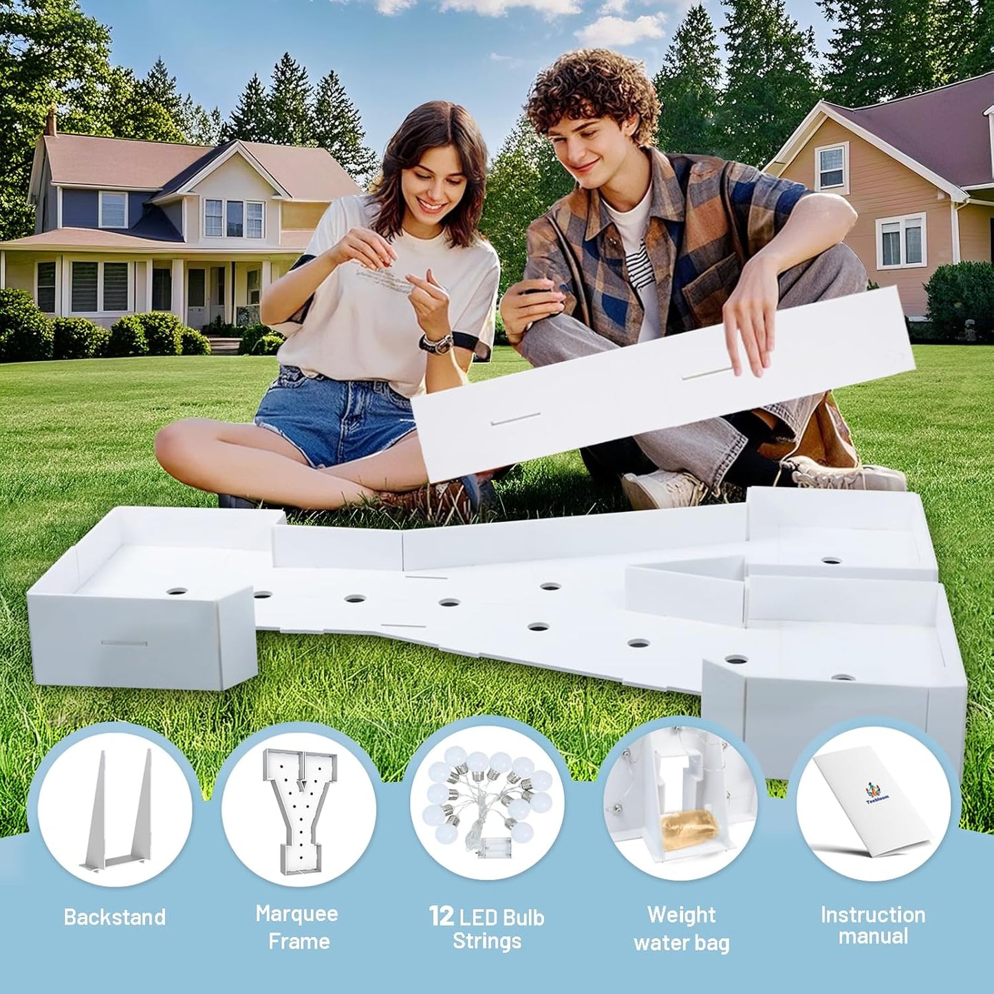 4FT Marquee Light Up Letters Y,Party Decoration Large Marquee Light Up Letters with Weighted Water Bag,Pre-cut Foam Board Set Can Be Used for Birthdays,Weddings,Baby Anniversaries