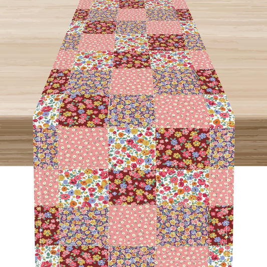Boho Patchwork Table Runner, Vintage Farmhouse Colorful Wildflowers Bohemian Paisley Flower Table Center Decor for Home Kitchen Dining Patio Holiday Party Indoor Table Decorations, 13"x90" Inch