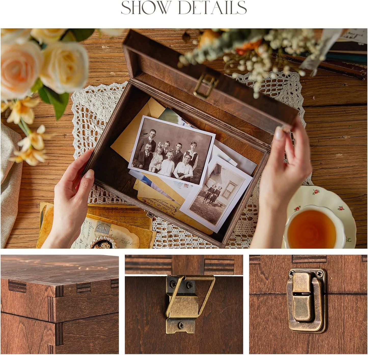 AW BRIDAL Wedding Keepsake Box with Lids, Mr and Mrs Engraved Wood Memories Box for Storage, Bridal Shower Gifts for Bride, Engagement Gifts for Couples, Wedding Gift for Bride and Groom