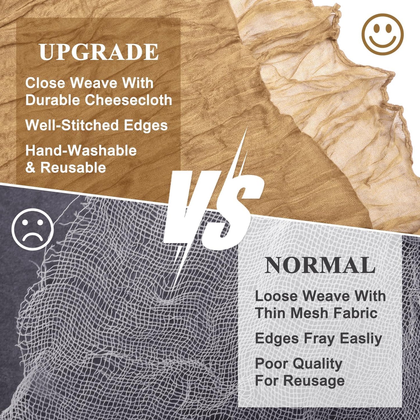 Asee'm 2pcs Cheesecloth Table Runner 120 Inches Long Khaki Boho Gauze Cheese Cloth Runner 10FT Rustic Sheer Table Runners for Christmas Wedding Party Baby Shower Spring Easter Decoration