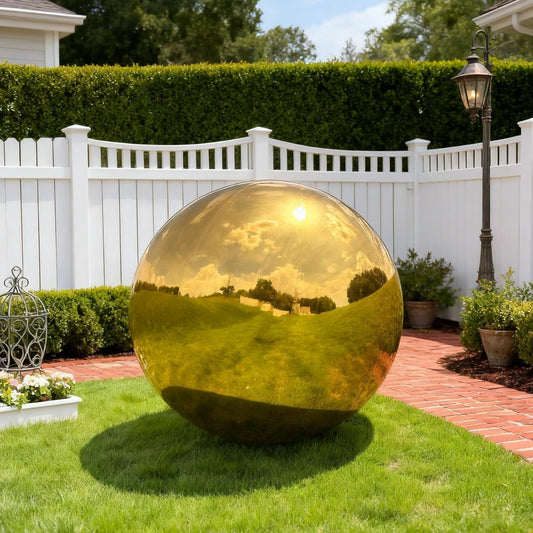 Inflatable Mirror Ball, Gold Big Shinny Balls Reusable Large PVC Disco Ball Balloon for Large Event Decoration, Party, Wedding Decor, Concerts, Stage (1 Pcs, 0.5m/19.7in with Air Pump)