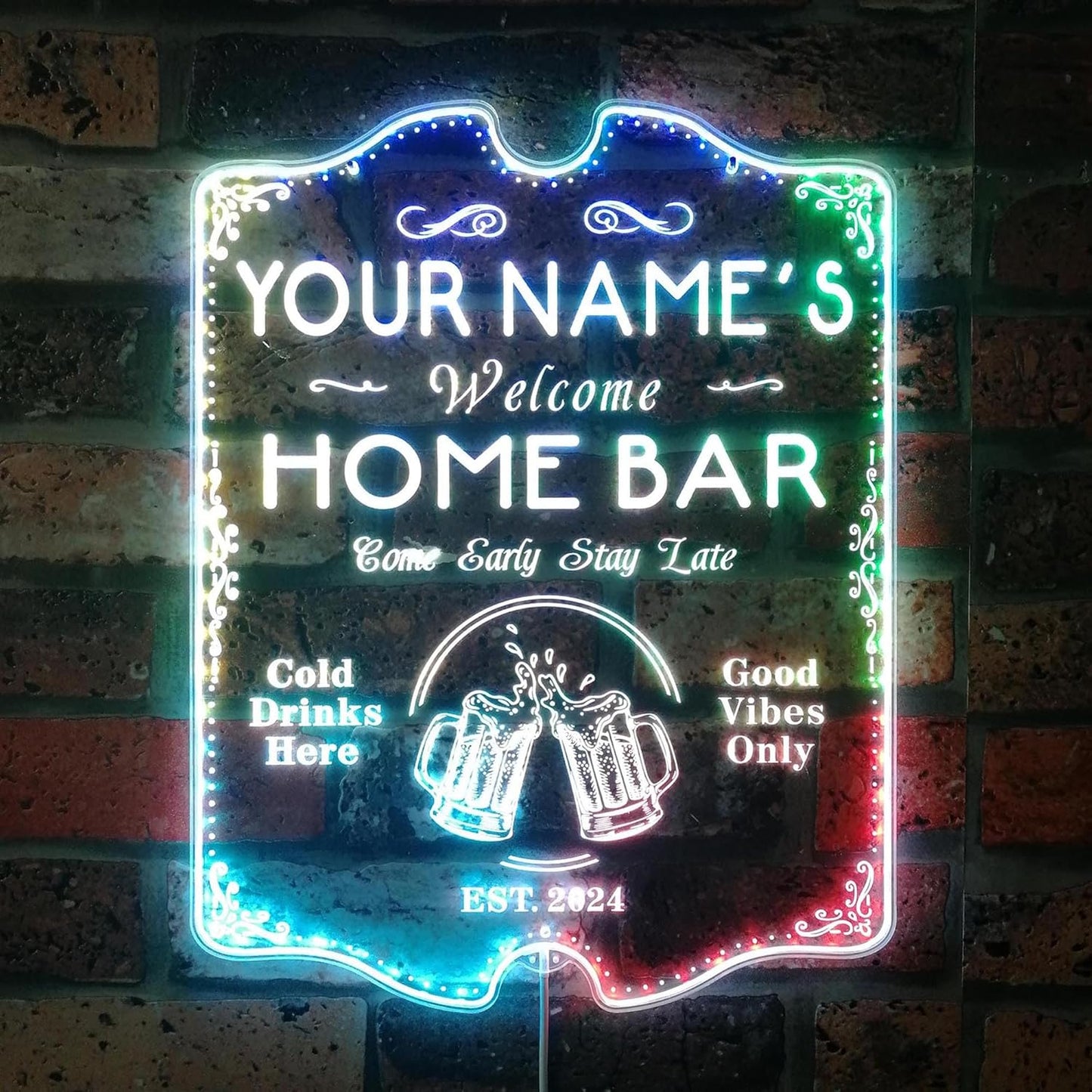 ADVPRO Personalized Your Name Home Bar RGB Dynamic Glam LED Sign - Cut-to-Edge Shape - Smart 3D Decoration - Multicolor Signage st06s64-fnd-p11b-tm-c