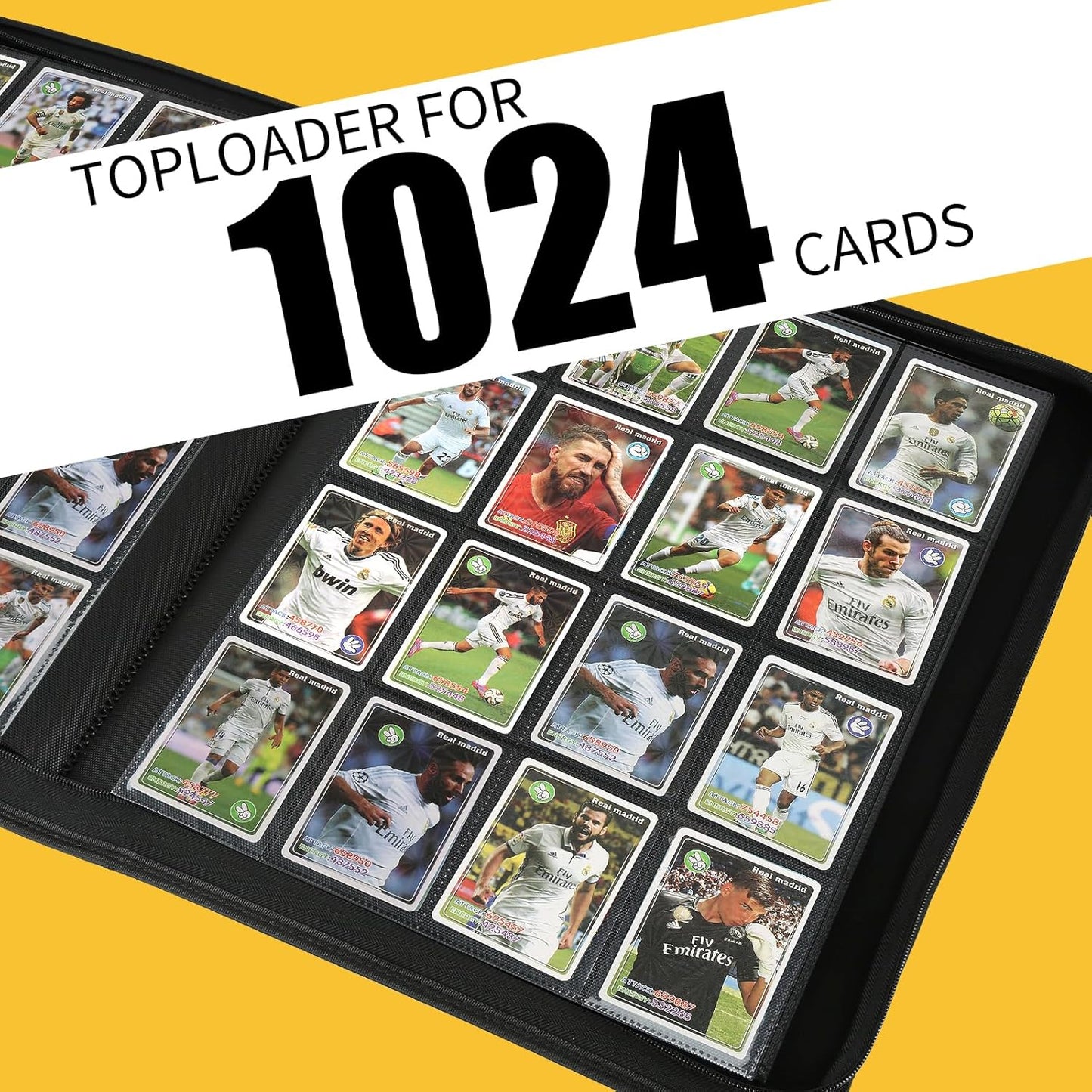 Trading Card Binder 16 Pocket, 1024 Pockets Card Binders, Card Collection Binder, Card Album Folder for MTG, TCG, Sports Cards, Game Cards (Black)