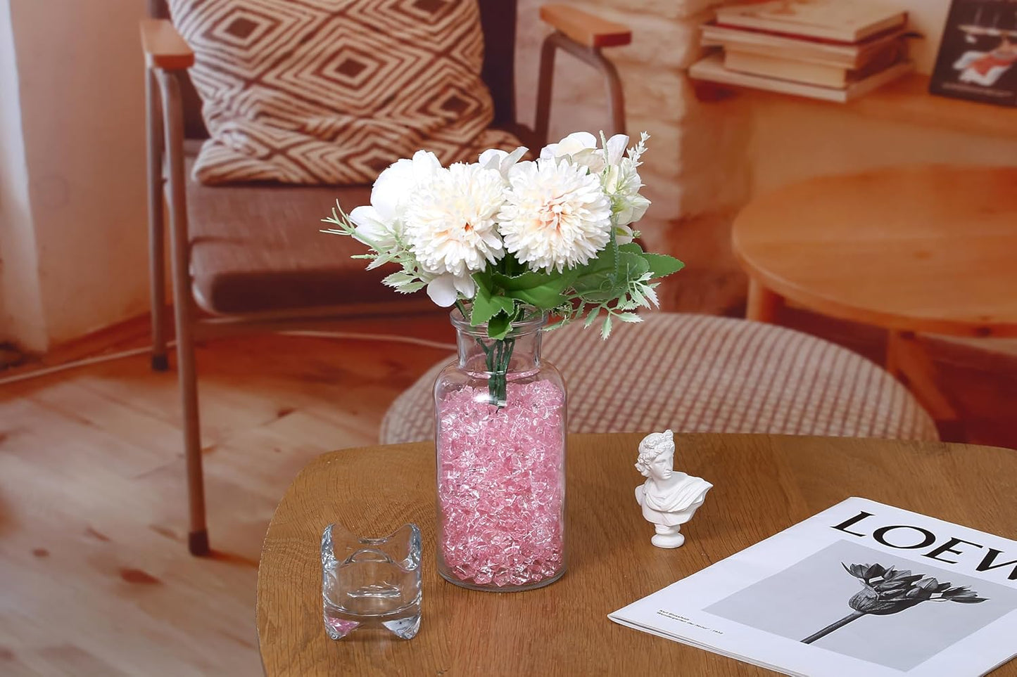 LAIDANLA 500PCS Pink Acrylic Gems Fake Ice Cubes Pink Vase Fillers Plastic Diamonds Fake Crushed Rocks for Centerpiece DIY Party Table Scatter Prop Wedding Decoration Accessories