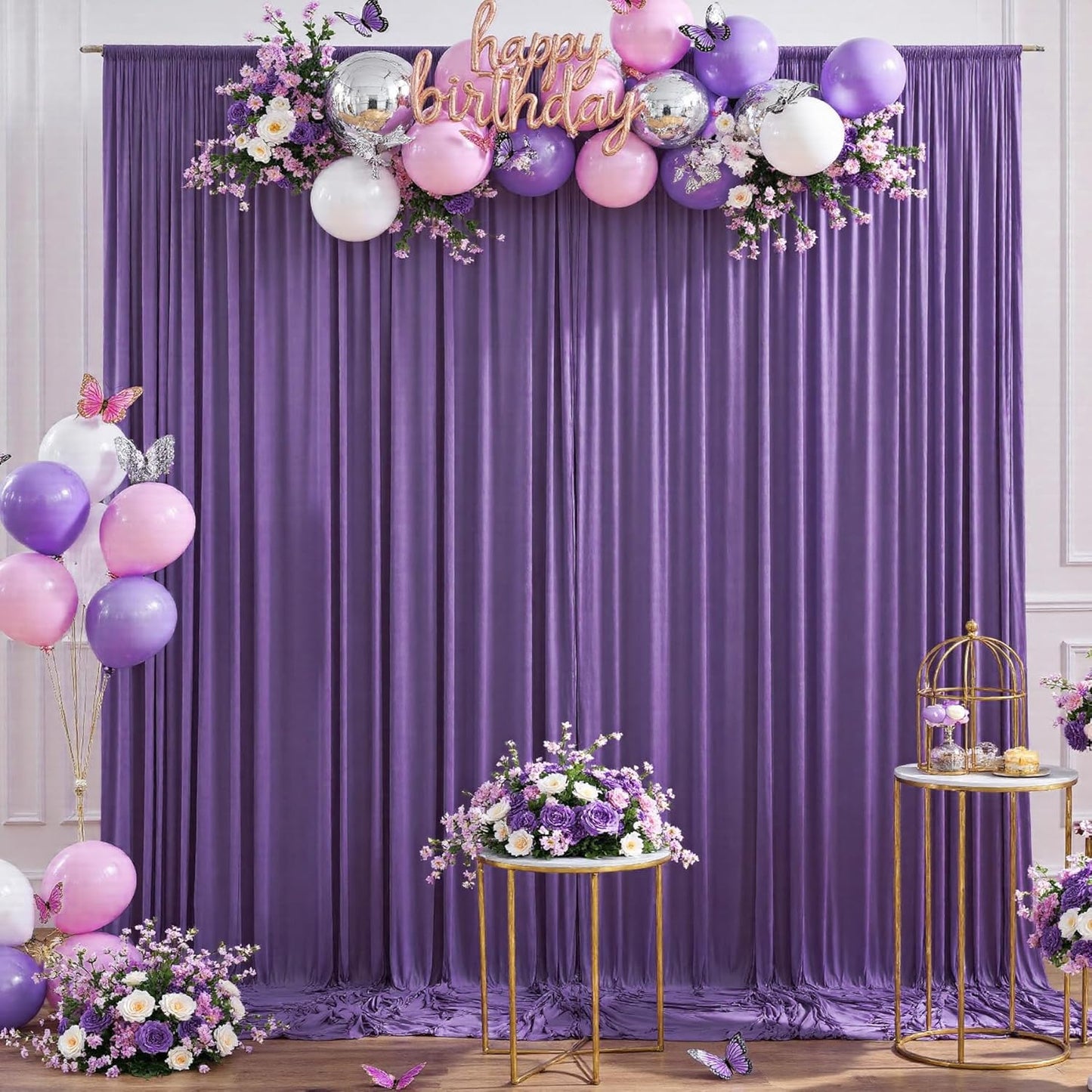 30ftx10ft Purple Backdrop Curtains for Party Background, Wrinkle Free Purple Photo Backdrop Drapes 6 Panels Back Drop Cloth for Wedding Birthday Photography Baby Shower Decor