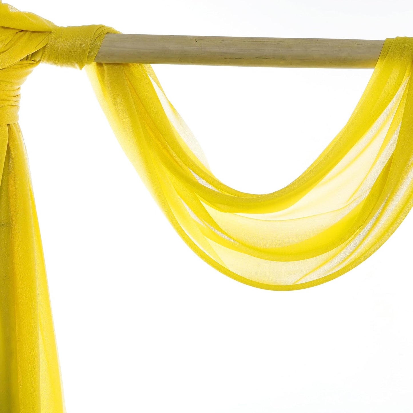 VDS Pack of 2 Panel (30 Inch X 30 Feet) Wedding Arch Draping Fabric Sheer Chiffon Fabric Drapery for Wedding Ceremony Reception Swag Backdrop Canopy Chuppah ARBO Altars Decoration (Yellow)