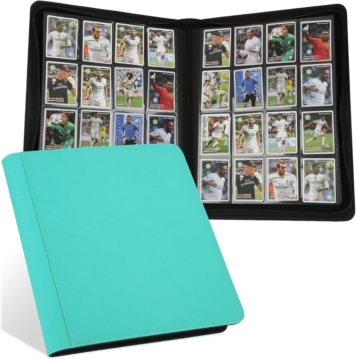 Trading Card Binder 16 Pocket, 1024 Pockets Card Binders, Card Collection Binder, Card Album Folder for MTG, TCG, Sports Cards, Game Cards (Lake Blue)