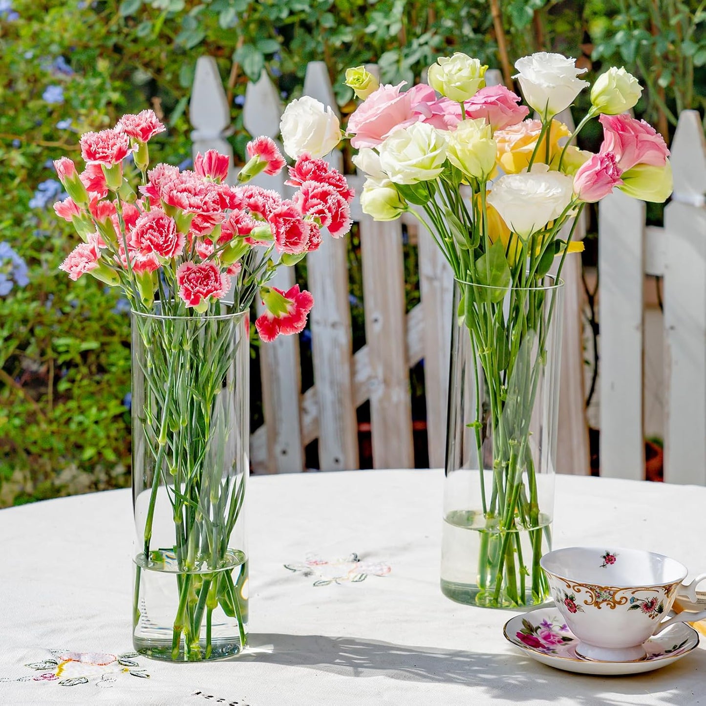 7pcs Glass Cylinder Vases for Centerpieces - 10 Inch Tall Glass Vases for Flower, Clear Flower Vase Bulk Floating Candle Vase for Table Centerpiece Wedding Home Décor