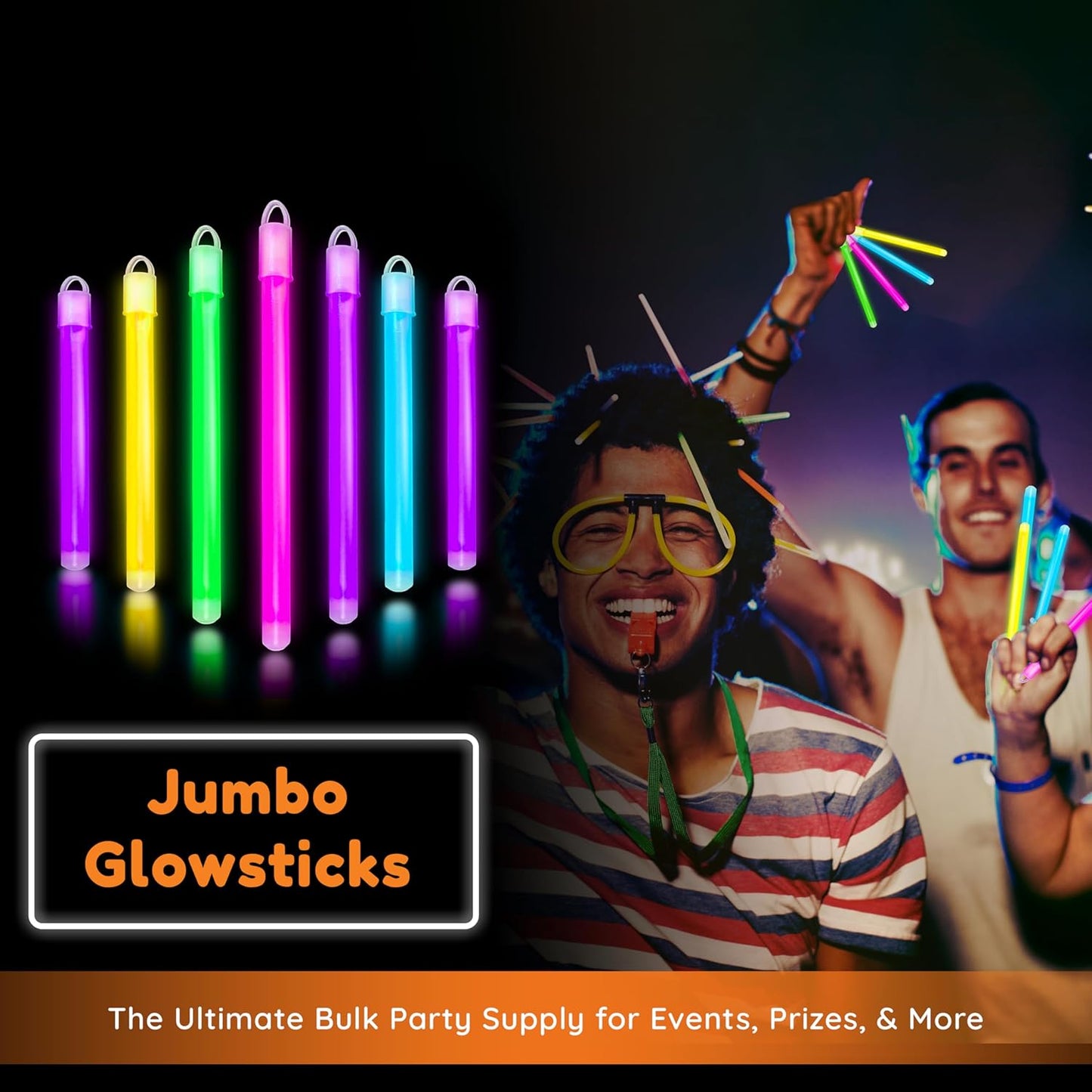 Glow Fever Glow in The Dark Sticks - 100 ct 6" Glow Sticks Bulk Party Pack with End Caps & Lanyards - Glow Party Favors for Concert, Festival, & Wedding - Neon Light Sticks, Blue