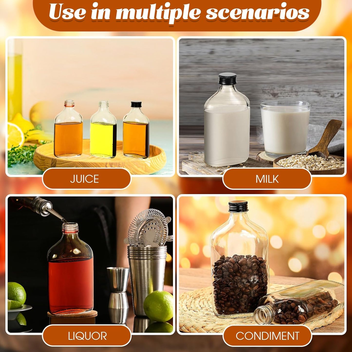 Patelai 32 Pcs Clear Glass Bottles with Caps Mini Glass Flask Liquor Bottles Empty Alcohol Shot Bottling Small Champagne Container DIY Gift for Wine Beverages Liquor Drinks Oil Beer (50 ml/ 1.7oz)