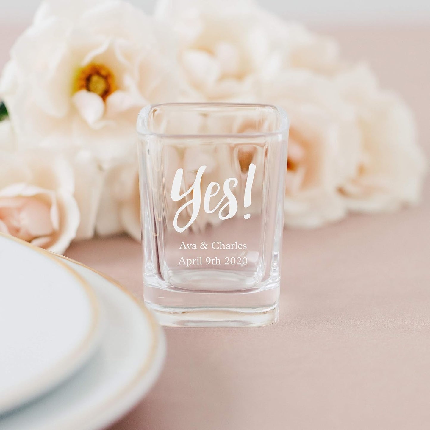 WEDDINGSTAR Personalized 2oz Square Shot Glass Customizable Full Color Print - 108 pack