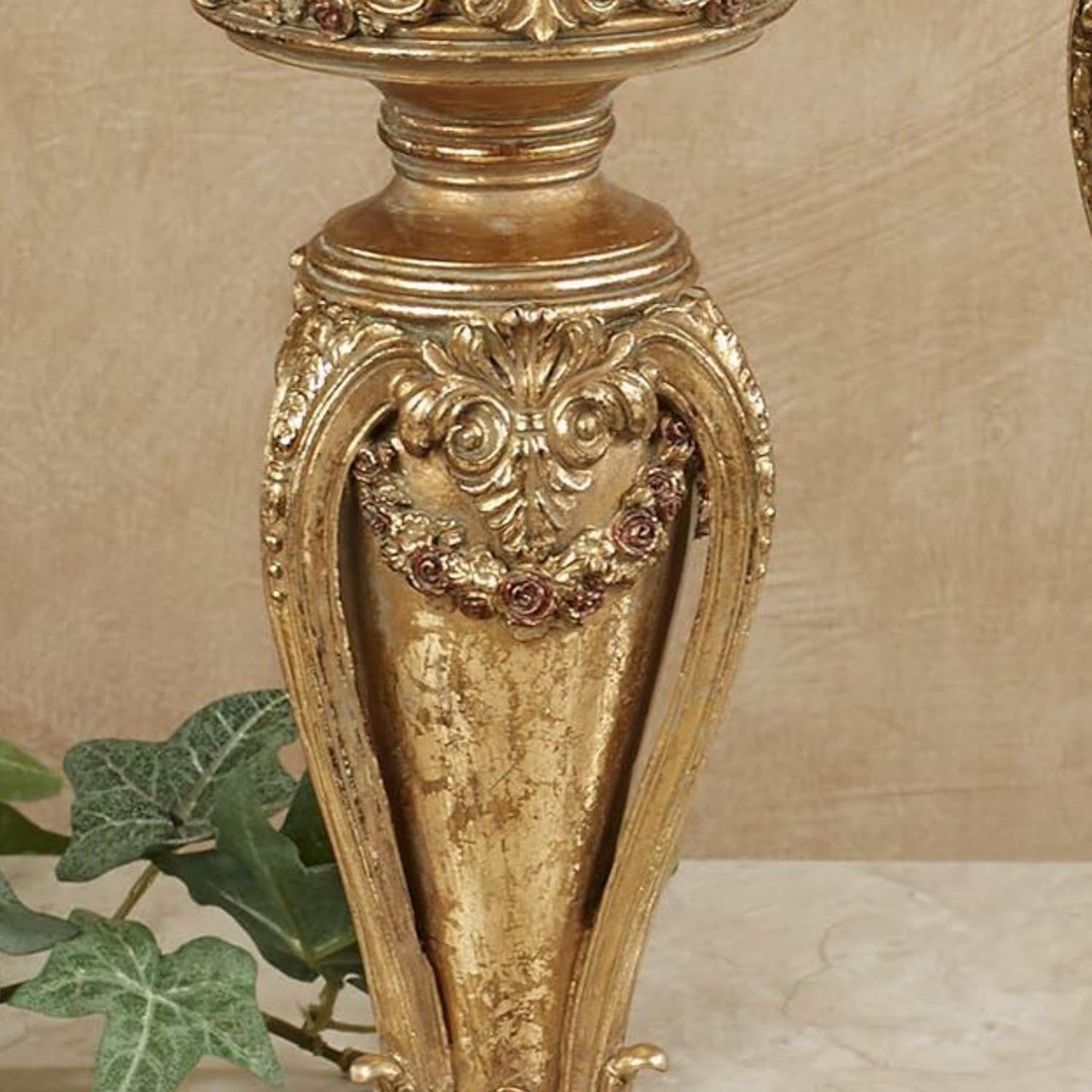 Touch of Class Angelique Ornate Candleholders Aged Gold Set of 3 - Victorian Style Table Candleholder for Dining Room, Mantel - Vintage Centerpiece Decor