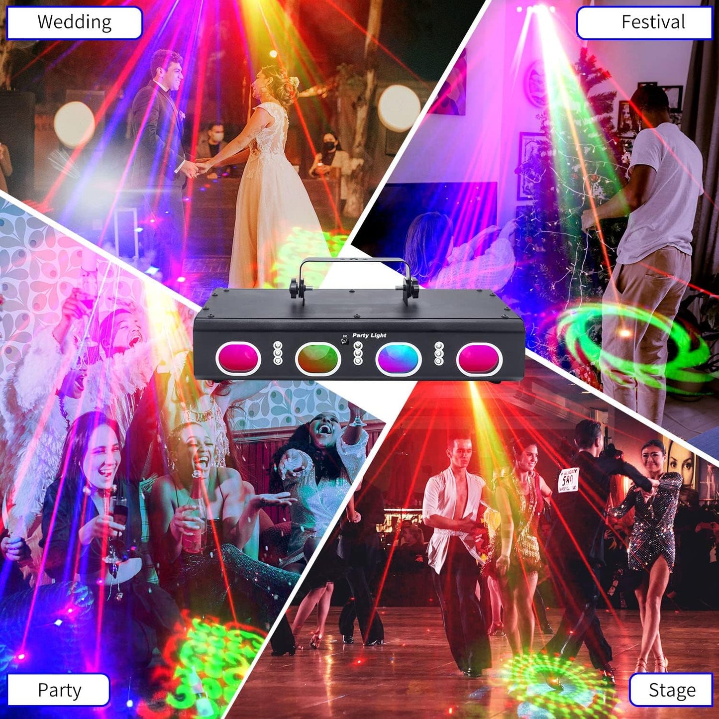 Party Lights DJ Disco Lights, 3D Effect Sound Sensing Laser Flash Stage Projector Home Show Christmas Halloween Party Birthday Decorations Club KTV Bar Karaoke Dance