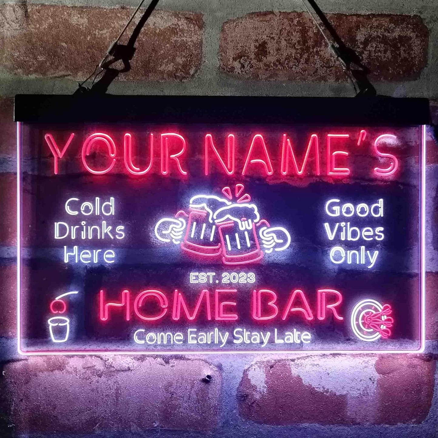 ADVPRO Personalized Your Name Custom Home Bar Beer Established Year Dual Color LED Neon Sign White & Red 24 x 16 Inches st6s64-p1-tm-wr