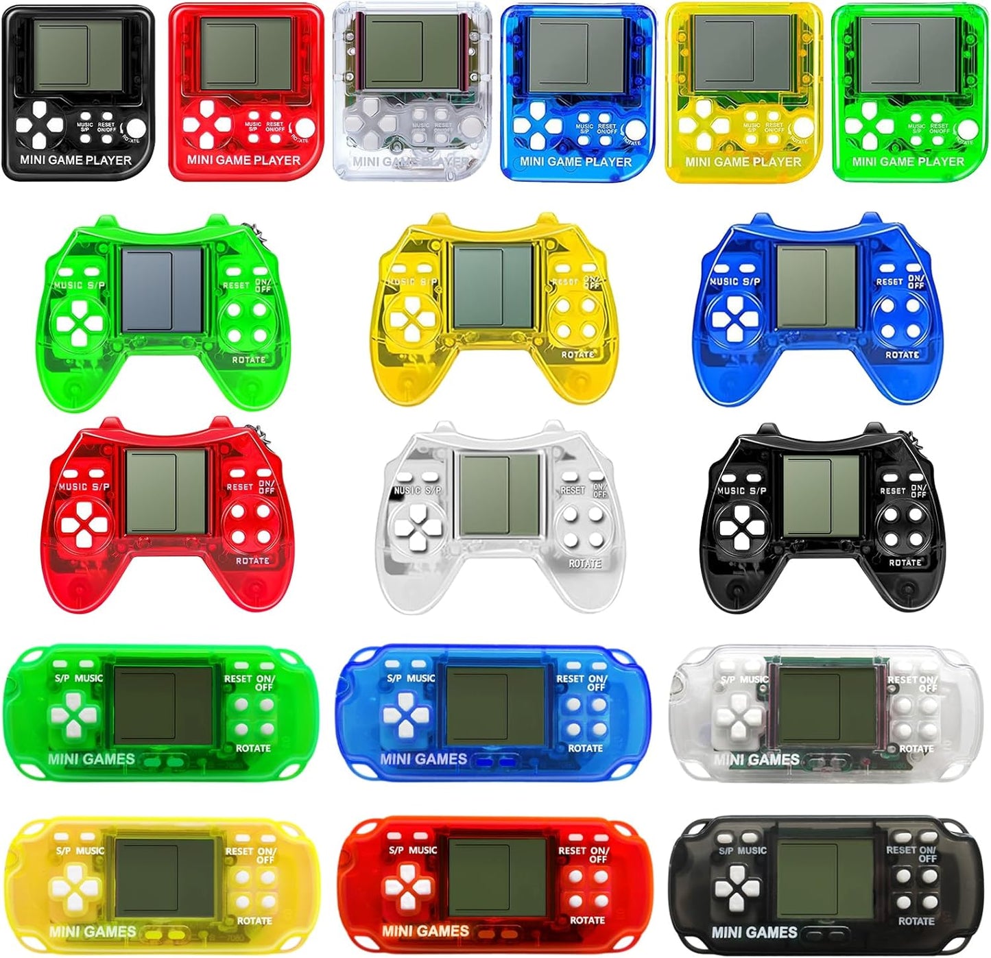 18Pcs Video Game Party Favors for Kids, Arcade Video Game Birthday Supplies Mini Game Console Keychain Classroom Prizes for Boys and Girls