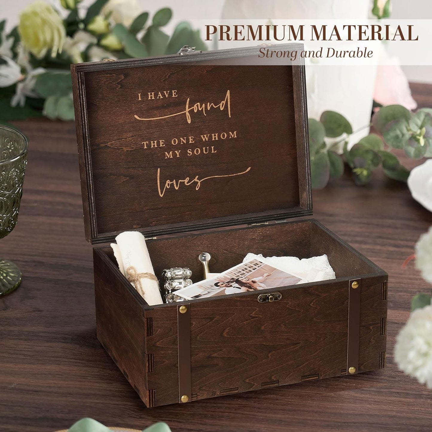 AW BRIDAL Large Mr and Mrs Wedding Keepsake Box with Lids, Engraved Wooden Storage and Decorative Box, Bridal Shower Gifts for Bride Bachelorette, Engagement Gift for Couples Newly Engaged