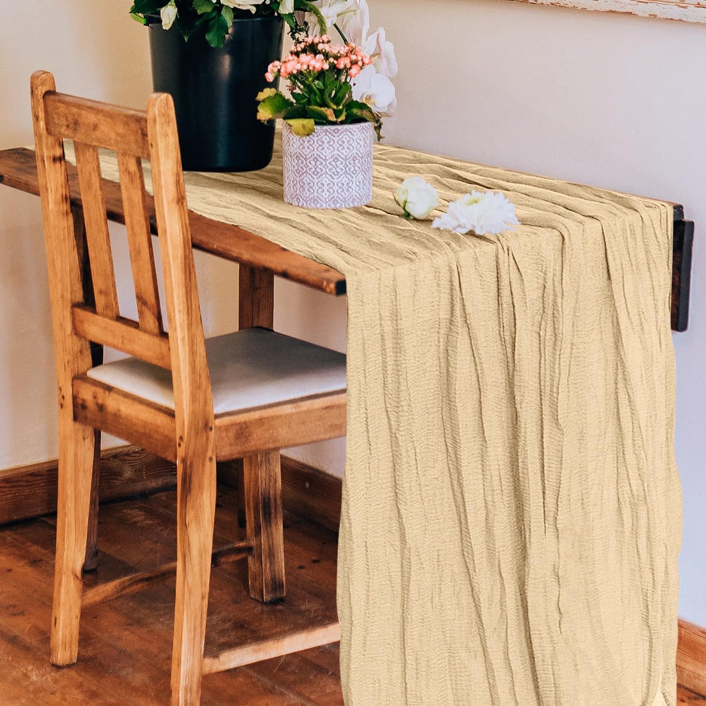 2 Pack Cheesecloth Table Runner 10Ft Christmas Gauze Boho Table Runners for Wedding Decor Bridal Shower Decorations Baby Shower Party(35" x 120")