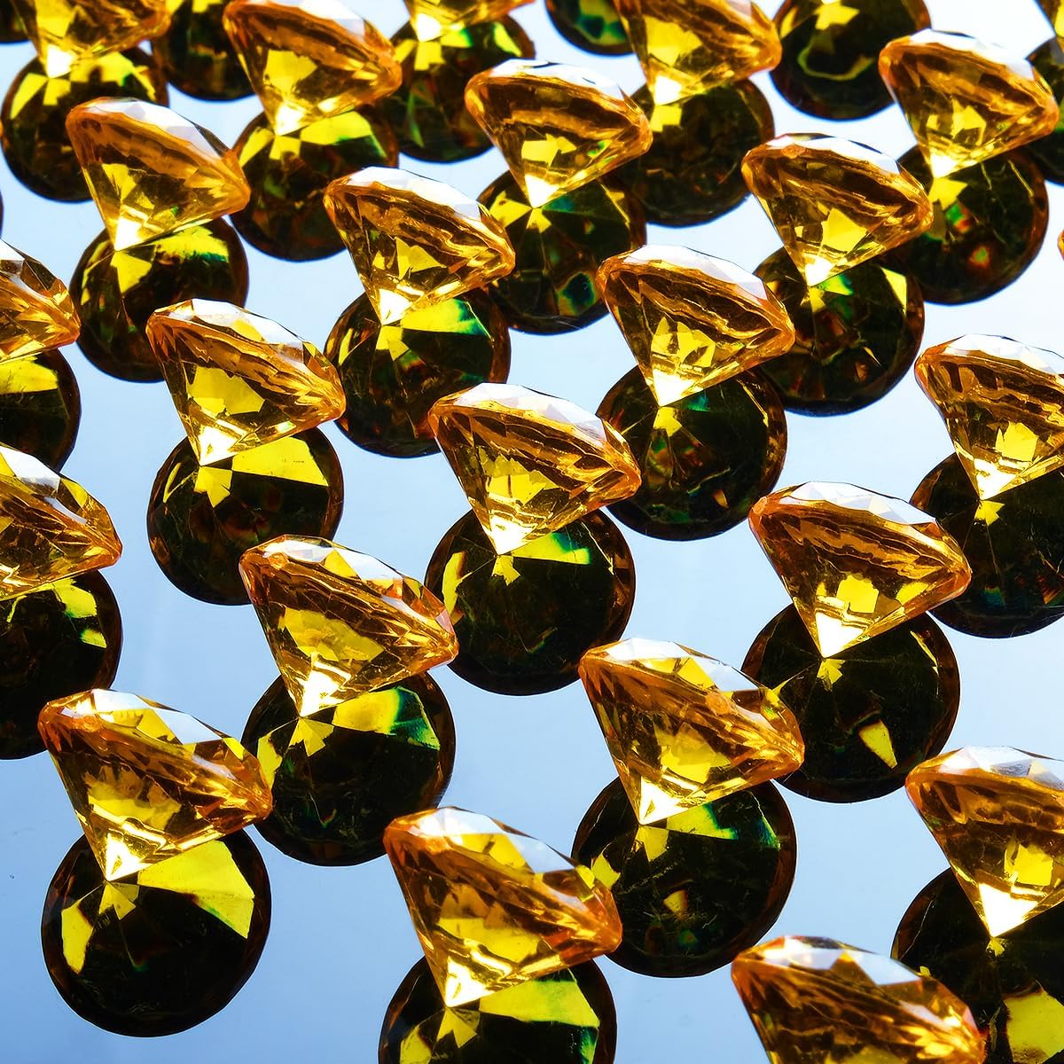 Acrylic Diamond Fake Gems Vase Filler, Babenest 240pcs 3/4 Inch Faux Diamonds Crystals Jewels for Table Scatters Wedding Party Event Arts & Crafts Birthday Decoration Favor (Orange)