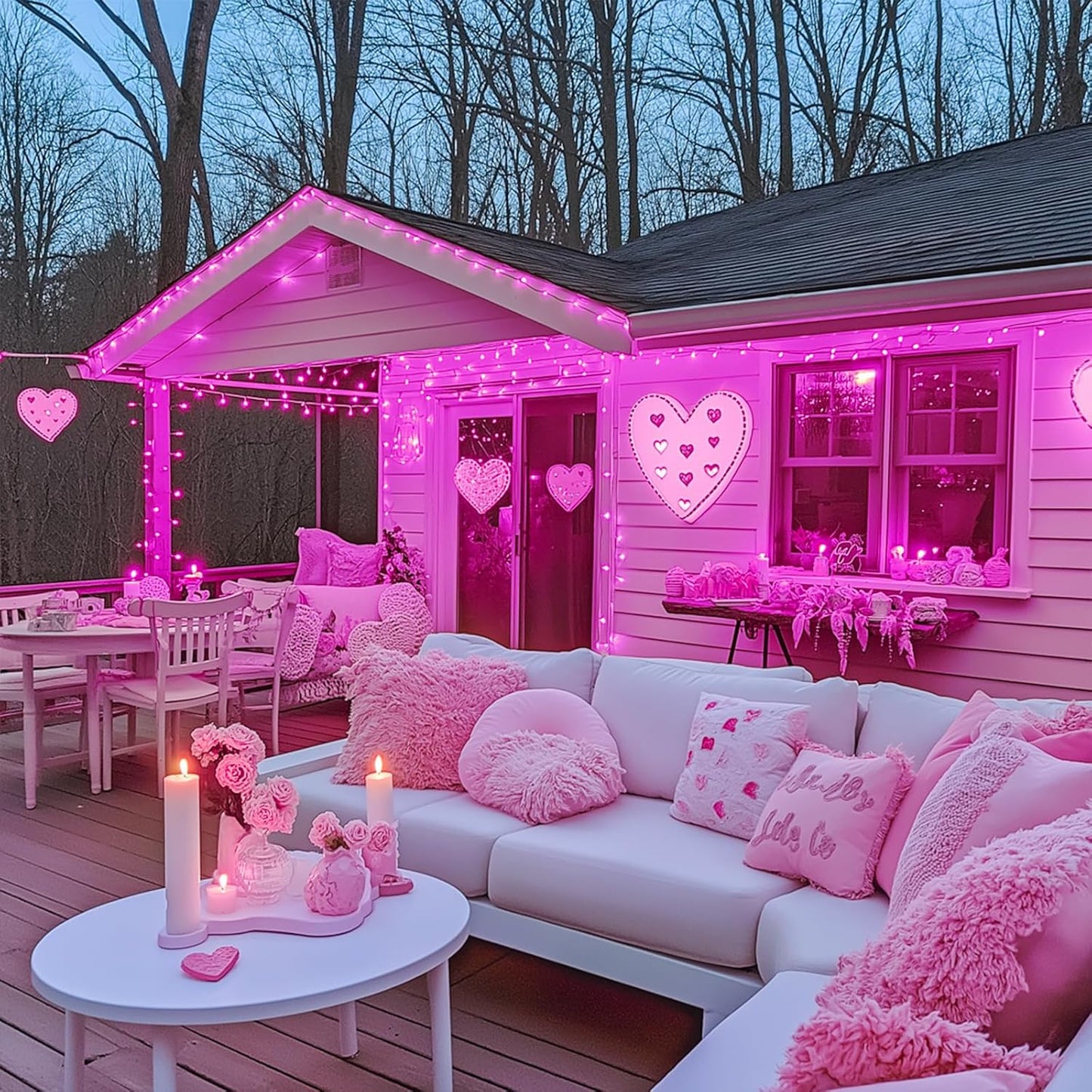 JMEXSUSS 500 LED Pink Room Lights, 8 Modes 163ft Waterproof Pink Christmas Lights Outdoor Plug in with Remote Control, Clear Wire String Light for Tree Outside Yard Wedding