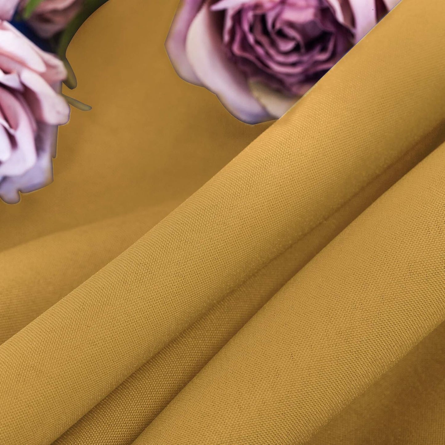 Ascoza 2pack 108 Inch Gold Round Tablecloth in Washable Polyester Fabric for Wedding/Banquet/Restaurant/Parties