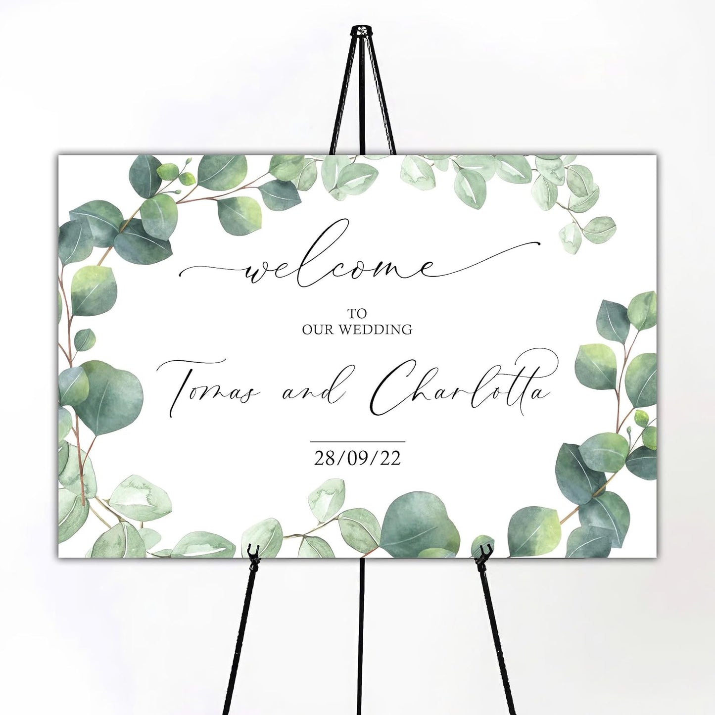 Editable Wedding Welcome Sign, Welcome Sign, Watercolor, Floral, Eucalyptus Wedding Sign