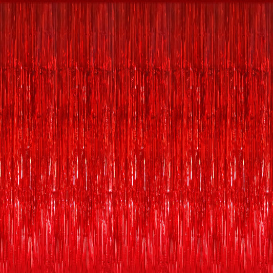 GOER 3.2 ft x 8.2 ft Metallic Tinsel Foil Fringe Curtains Party Photo Backdrop Party Streamers for Birthday,Graduation,New Year Eve Decorations Wedding Decor (1 Pack, Red)
