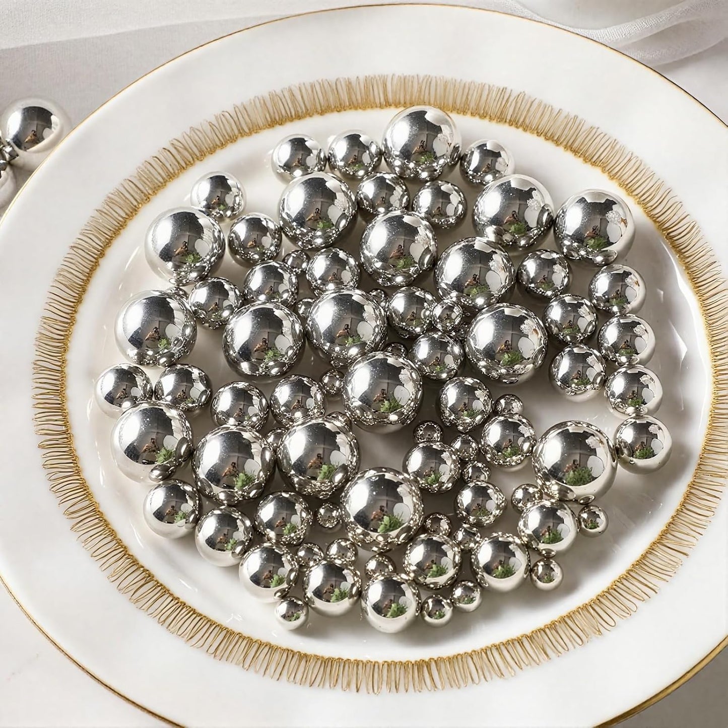 200 Pcs Vase Filler Beads Silver Pearl Beads for Vase No Hole Pearls for Centerpieces Vases DIY Home Table Party Decor DIY Wedding 8/14/20mm