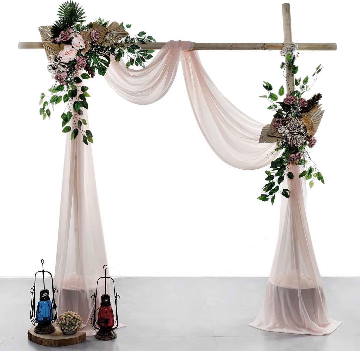 VDS Pack of 1 Panel (30 Inch X 30 Feet) Wedding Arch Draping Fabric Sheer Chiffon Fabric Drapery for Wedding Ceremony Reception Swag Backdrop Canopy Chuppah ARBO Altars Decoration (Nude)