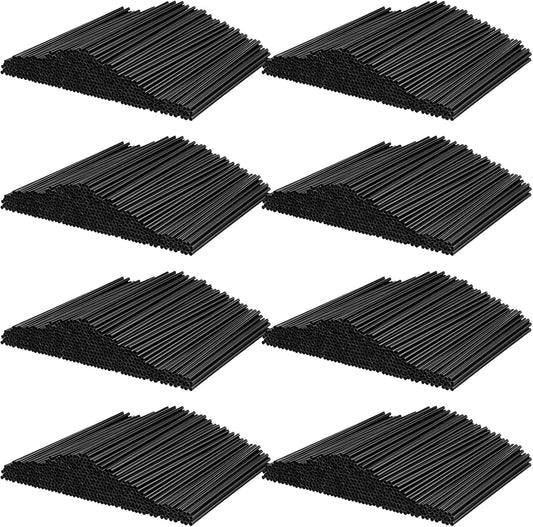 6000 Count Coffee Cocktail Stirrers Straws Disposable Plastic Sip Stir Sticks Cocktail Drink Stirrers Sticks Cups Straws for Bars Juice Drinking(Black,5 Inch)