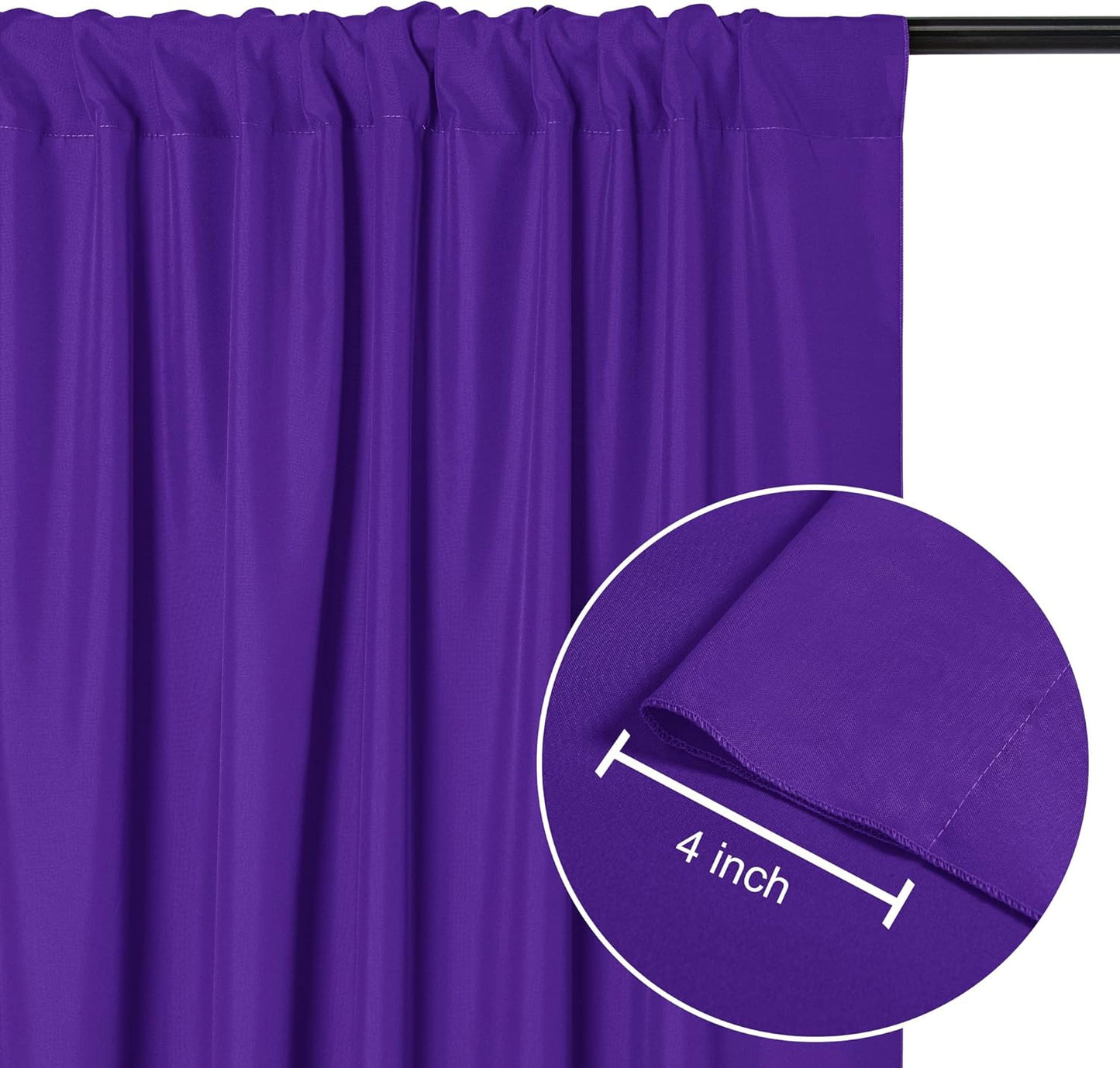 DWCN 10x10 FT Backdrop Curtains for Parties, Photography Backdrop Drapes with Rod Pockets for Wedding Decorations Stage Birthday Family Gatherings, 2 Panels 5ft x 10ft, Purple
