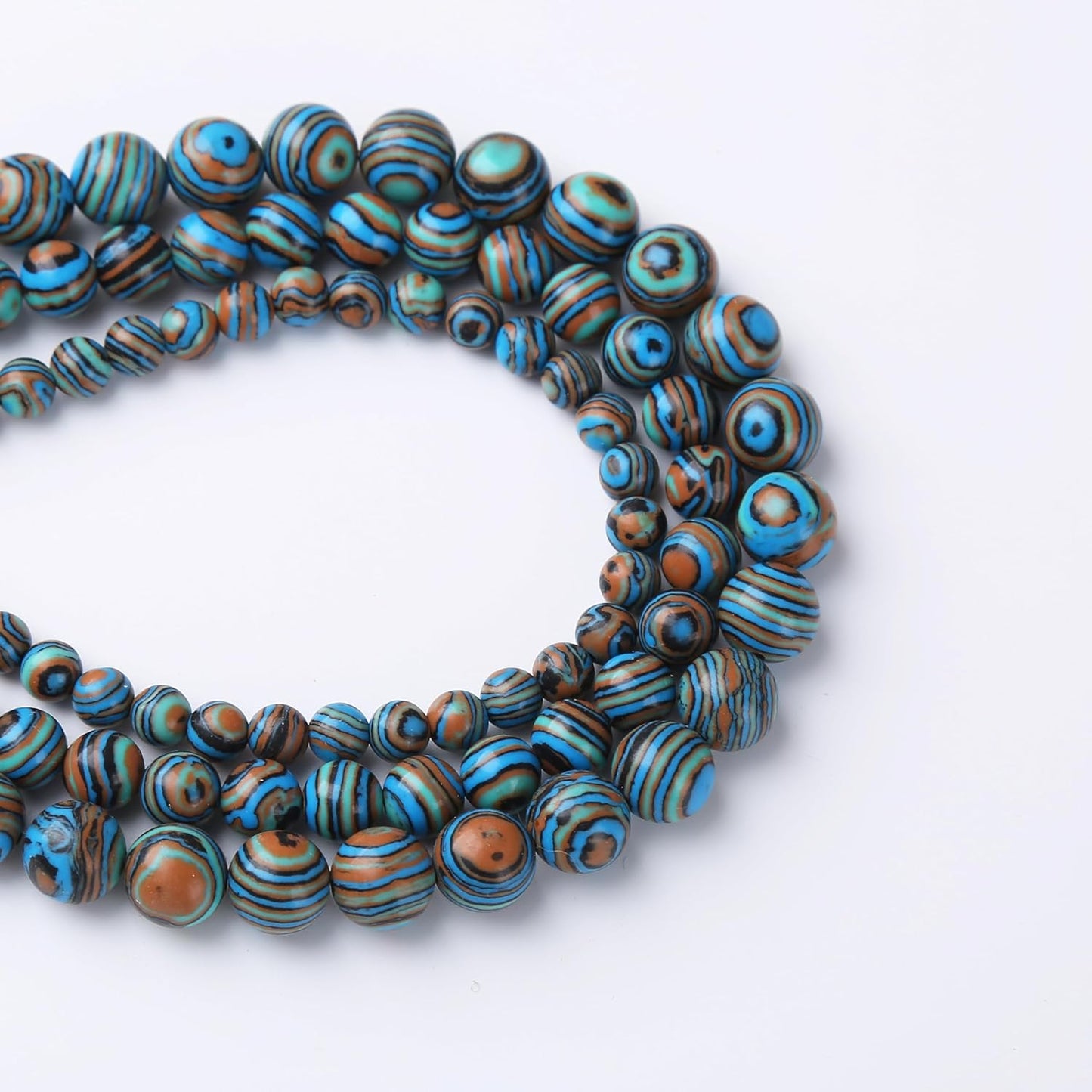 Blue Peacock Turquoise Stone Beads Gemstone Round Crystal Energy Jade Beads Stone Beads for Jewelry Making DIY Bracelet Necklace Jewelry Making 1 Strand 15.5inch 35PCS 10MM