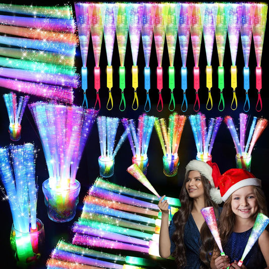 38 PCS Halloween Glow Sticks Bulk, Glow Fiber Optic Sticks, LED Light Wands, Glow in The Dark Party Supplies, Fiber Optic Wands for Weddings, Flashing LED Party Favors, Colorful Light Sticks