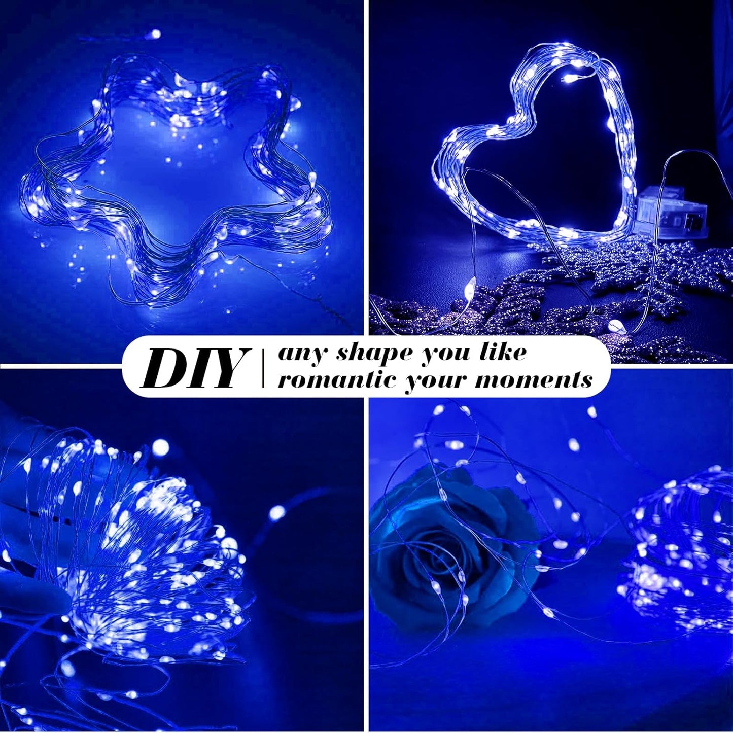 ZGWJ 12 Pack Fairy Lights Battery Operated, 7ft 20 Mini LED Fairy String Lights Silver Wire 3 Modes for DIY, Parties, Wedding, Bedroom, Halloween Christmas Decoration Colorful and Blue