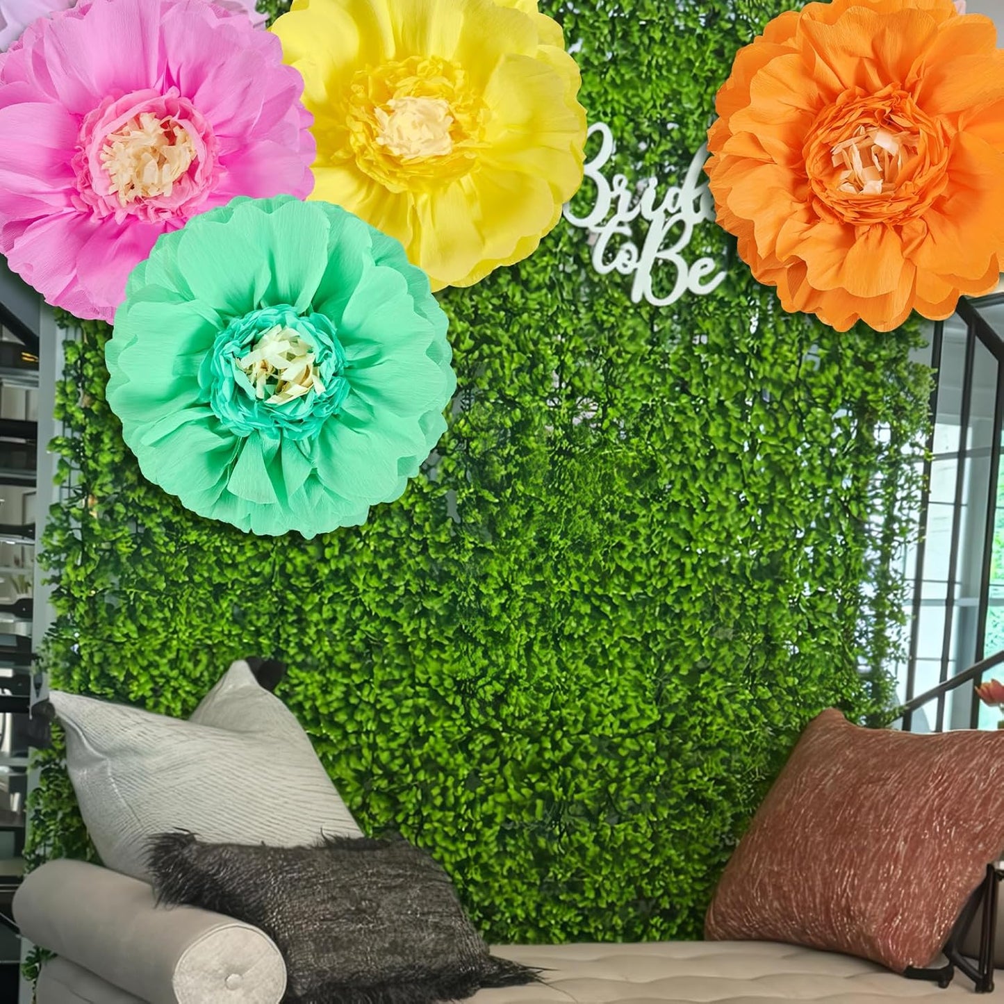 SUNBEAUTY Giant Colorful Paper Flowers Party Decorations 20" Large Fiesta Bulletin Board Tissue Pom poms Room Wall Decor for Birthday Wedding Bridal Babyshower Backdrop Hanging Tea Party Supplies