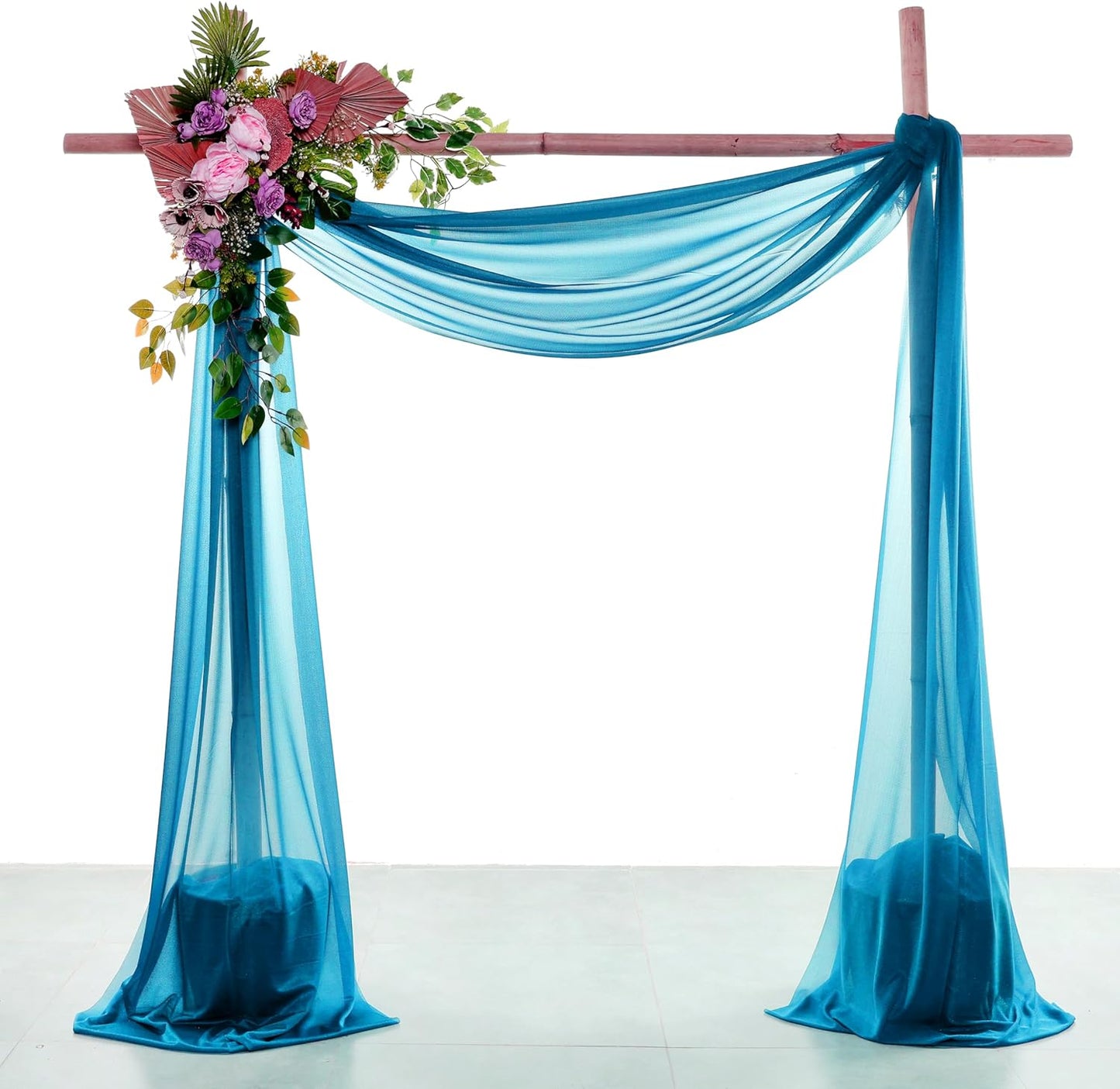 VDS Pack of 1 Panel (30 Inch X 100 Feet) Wedding Arch Draping Fabric Sheer Chiffon Fabric Drapery for Wedding Ceremony Reception Swag Backdrop Canopy Chuppah ARBO Altars Decoration (Dark Teal)