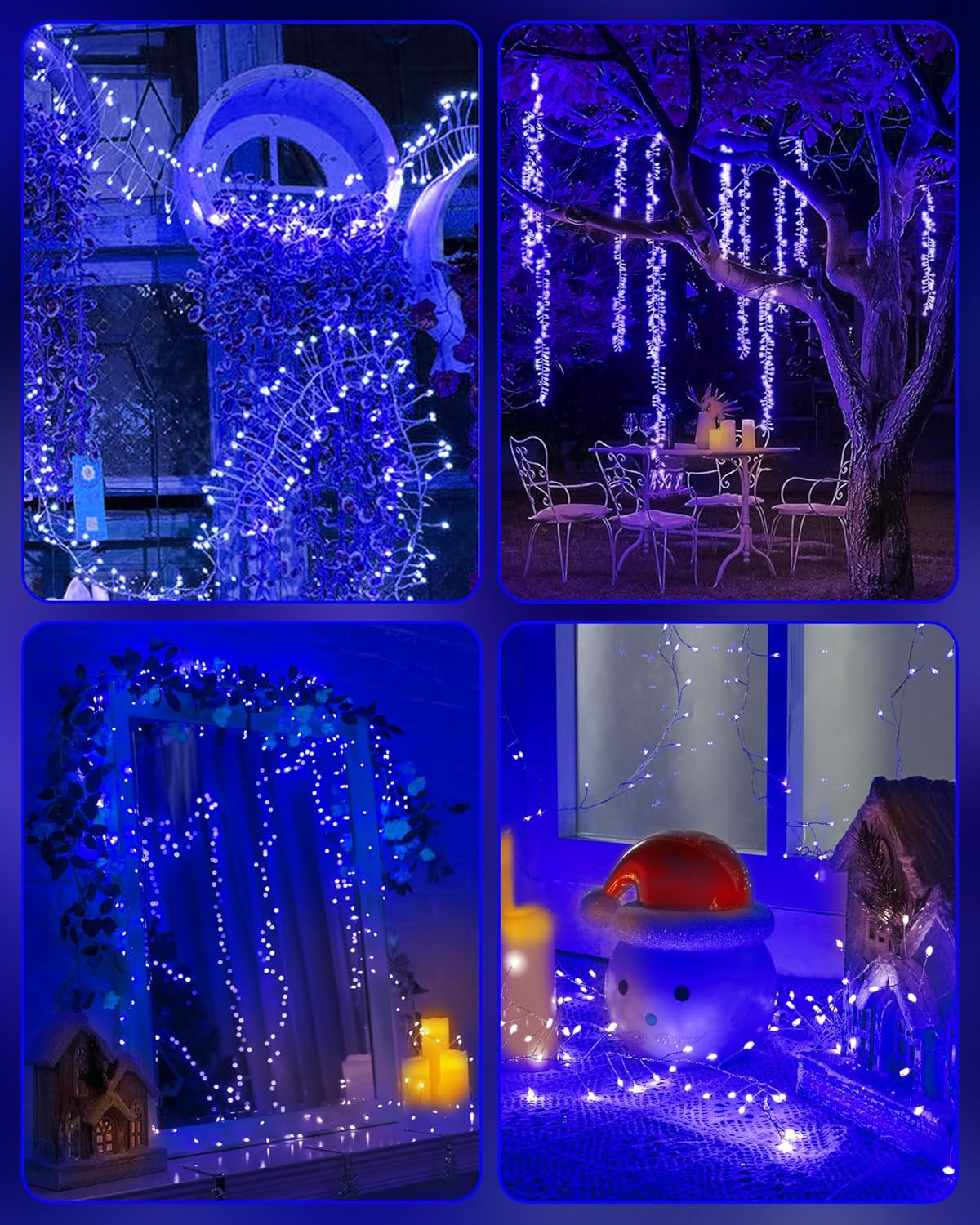 Fairy Lights Battery Operated, Twinkle String Lights Waterproof Silver Wire 5 Feet 60 Led Firecracker Starry Lights for DIY Wreath Home Wedding Party Bedroom Mason Jar Holiday Christmas, Blue