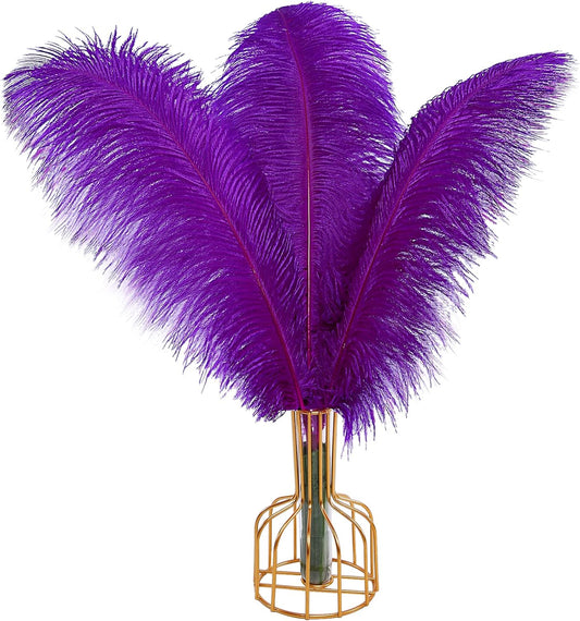 THARAHT Purple Ostrich Feathers 12pcs Large Natural Bulk 20-22Inch 50cm-55cm for Wedding Party Centerpieces Easter Gatsbi and Decoration Feather