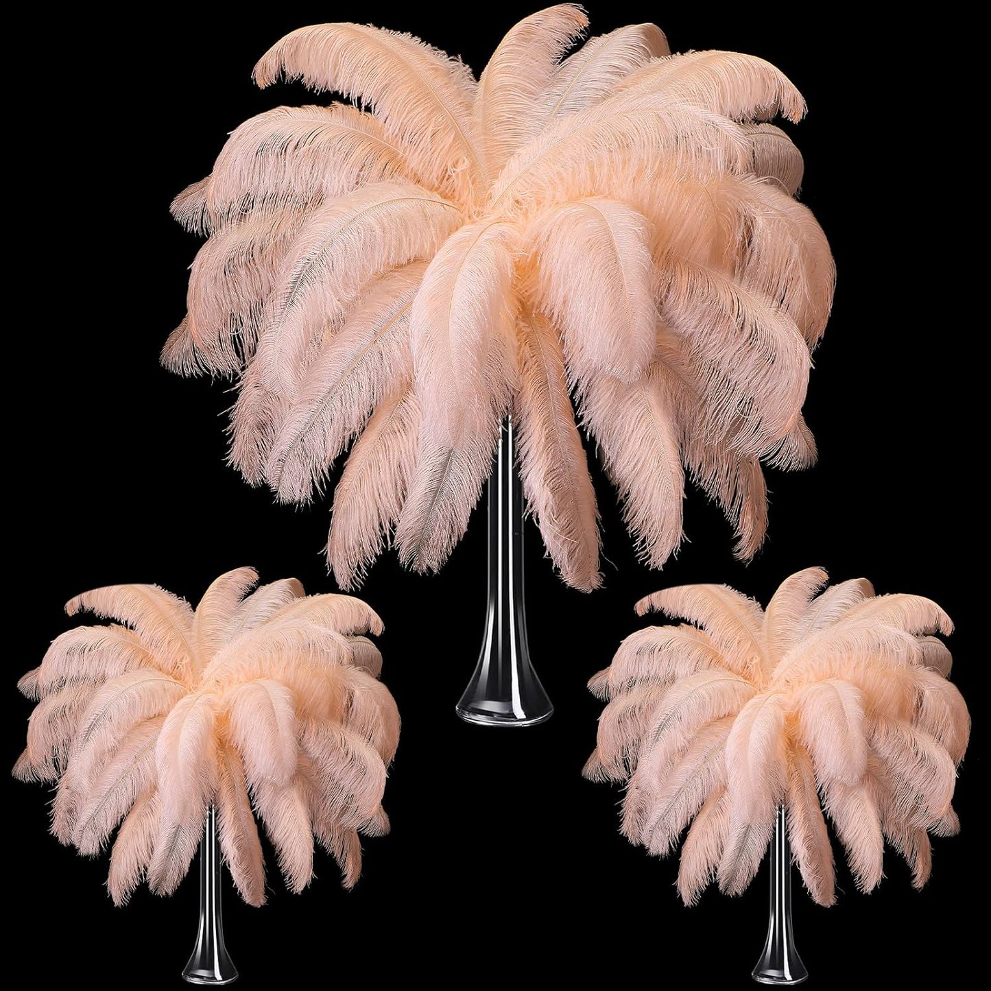 Maitys 90 Pcs Large Natural Ostrich Feathers Bulk 14-16 Inch (35-40cm) 12-14 Inch (30-35cm) 10-12 Inch (25-30cm) Ostrich Feathers Plumes for Centerpieces Wedding(Champagne)