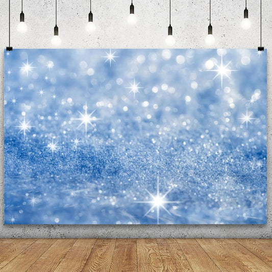 YongFoto Silver Blue Glitter Backdrop 9x6ft Silver Light Spots Blue Sequin Bokeh Photography Background Birthday Bridal Shower Wedding Photography Background Party Banner Portraits Photoshoot Props