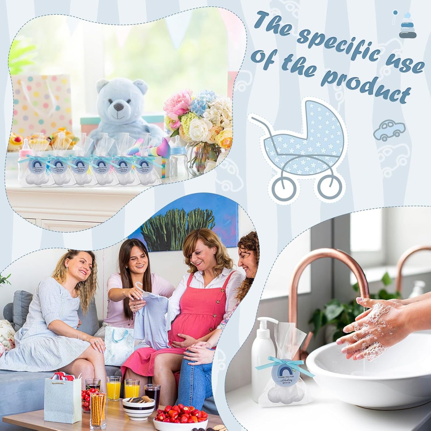 Demissle 20 Pcs Cloud Baby Shower Soap Favors Mini Handmade Soap Gifts with Thank You Card for Guests Christmas Party Wedding Return Gifts Bridal Shower Decorations(White)