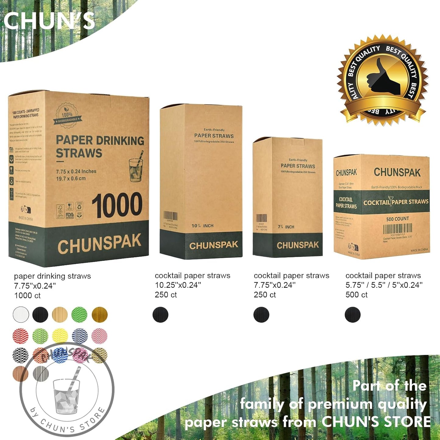 Biodegradable Paper Drinking Straws Bulk - Navy Blue, 1000 Counts - 7.75 Inches, 0.24'' Diameter