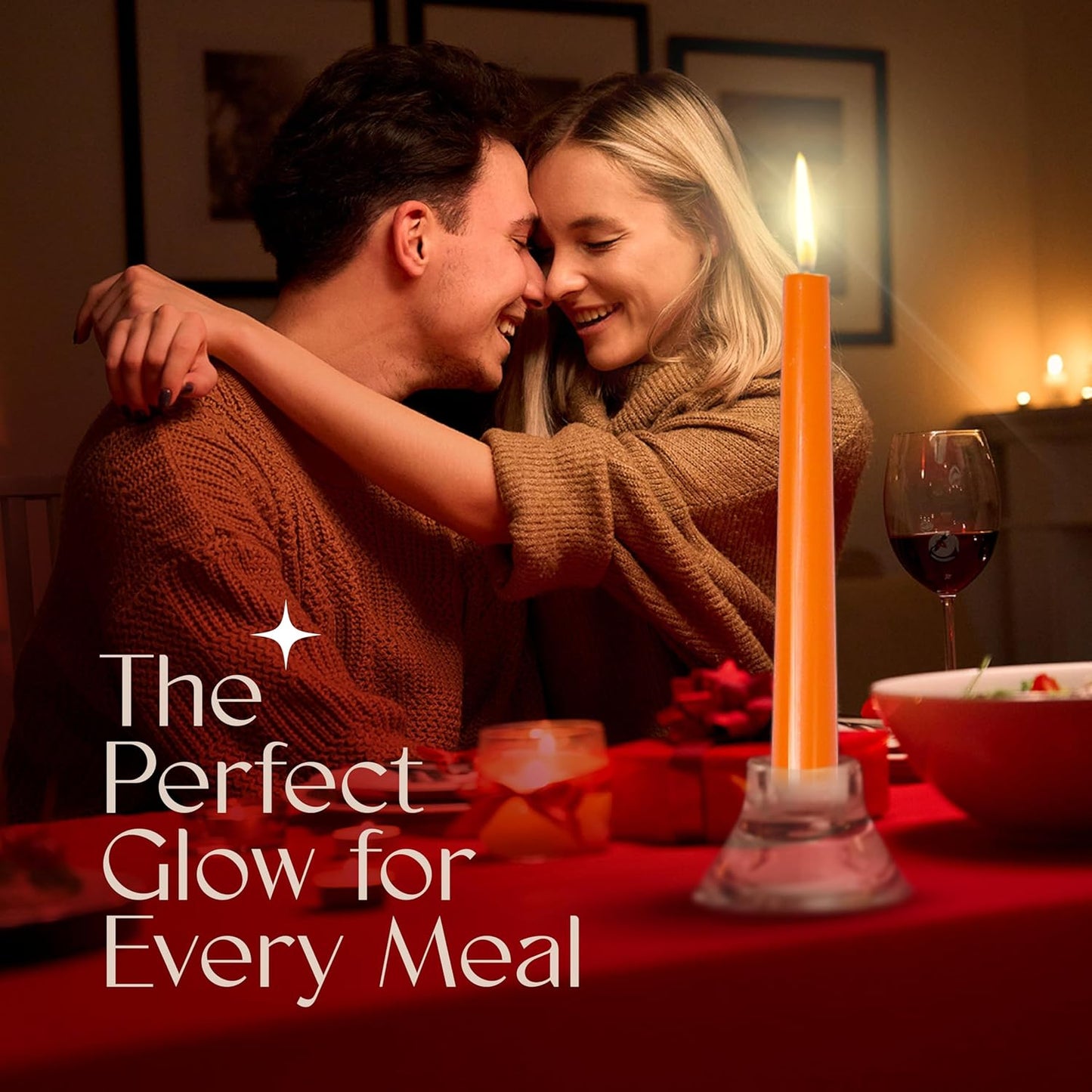 Leor & Lair Orange Taper Candles - 4 Pack 10" Orange Candlesticks - Unscented Long Burning Halloween Taper Candles for Halloween Decor, Thanksgiving Dinner, Fall Weddings & Restaurants