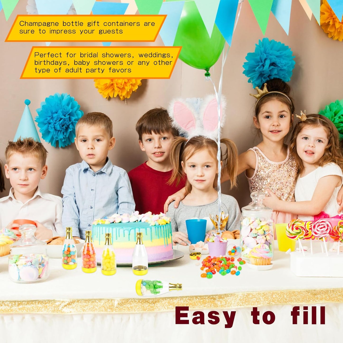 36 Pieces Champagne Bottles Candy Bottles Mini Golden Plastic Treat Containers Bridal Shower Favors for Birthday Wedding Christmas Party
