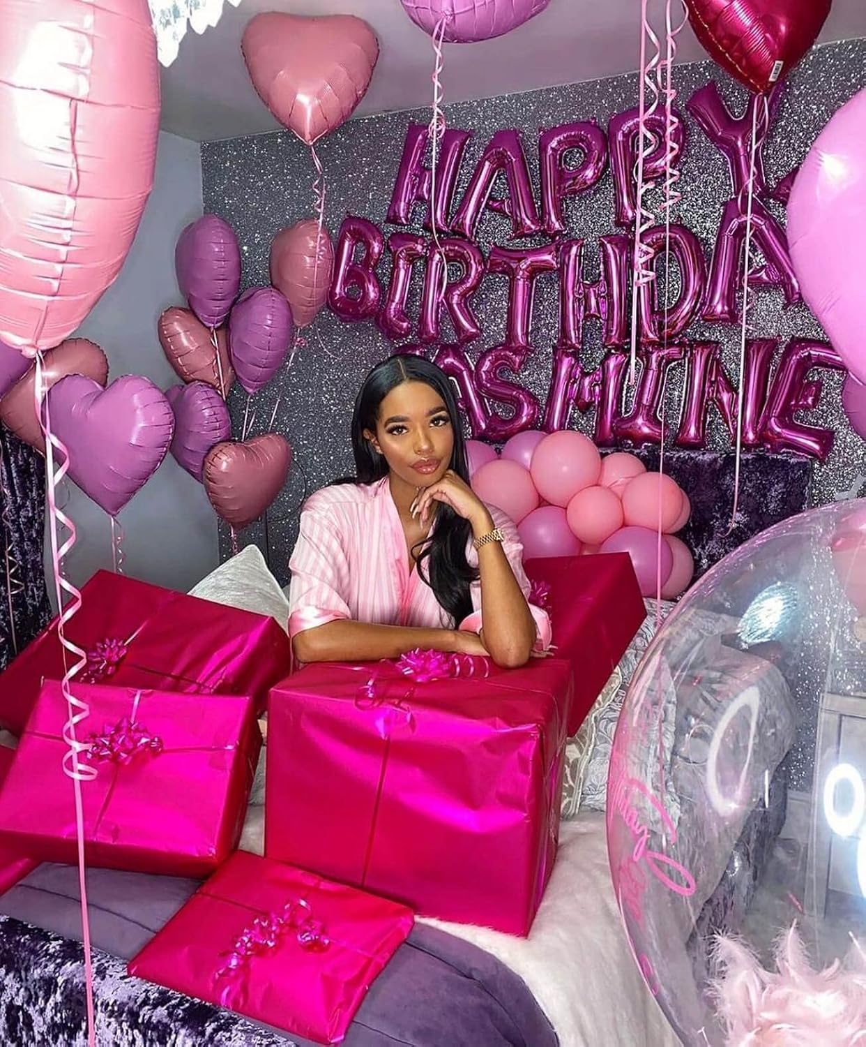 10Pcs Pink Foil Heart Shaped Balloons 18 Inch Bright Pink Heart Balloons For Baby Shower Wedding Valentine Decorations Love Balloons Party Decorations