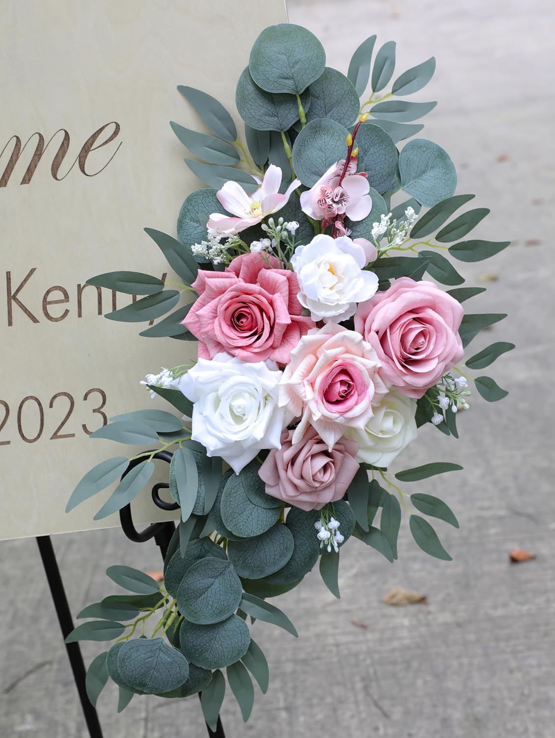 ponatia Artificial Wedding Arch Flowers (Pack of 2), Dusty Rose Wedding Flowers for Wedding Welcome Signs Floral Decorations and Wedding Reception Ceremony Decor (Dusty Rose & Pink & Ivory)