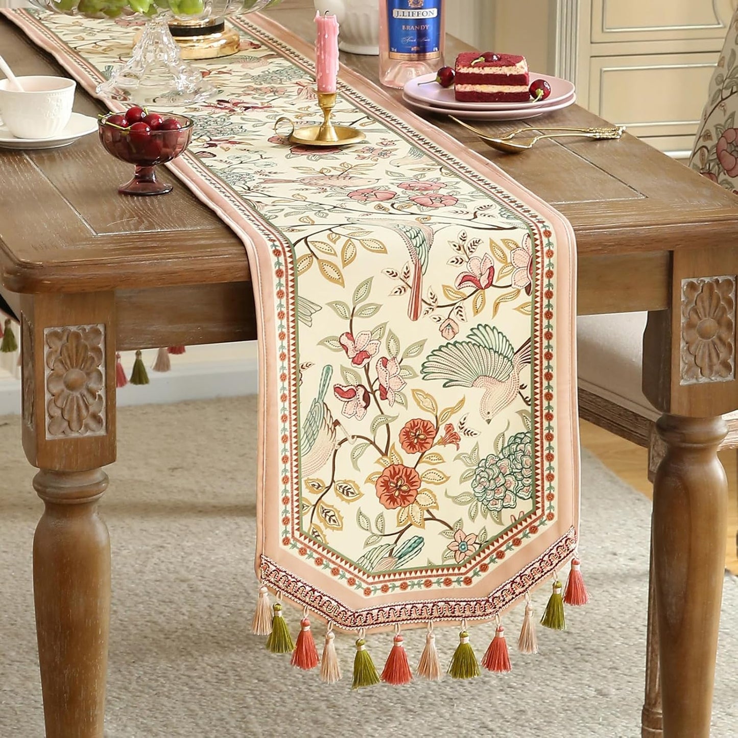 patdrea Velvet French Table Runner Farmhouse for Home Kitchen Dining Decor Parties Family Dinners Wedding 12"*63"